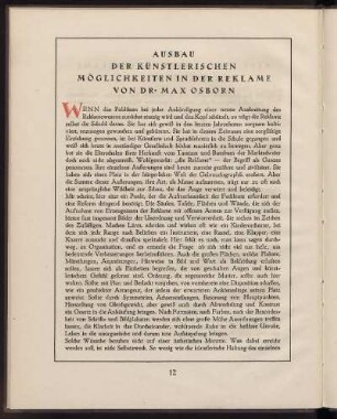 Ausbau der künstlerischen Möglichkeiten in der Reklame