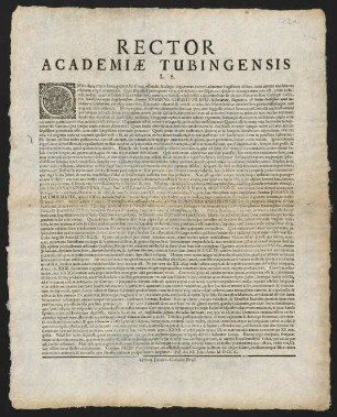 Rector Academiae Tubingensis L. S.