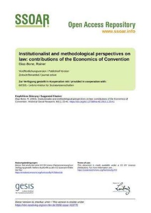 Institutionalist and methodological perspectives on law: contributions of the Economics of Convention