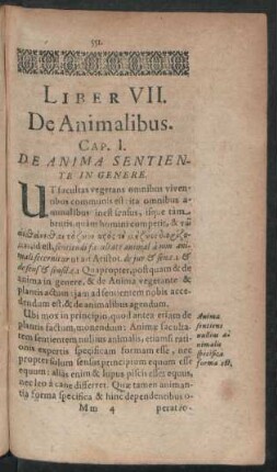 Cap. I. De Anima Sentiente In Genere.