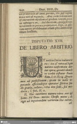 Disputatio XVII. De Libero Arbitrio