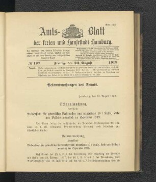 No.197, Freitag, den 22. August 1919
