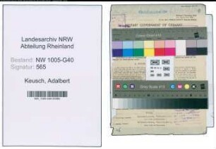 Entnazifizierung Adalbert Keusch , geb. 12.02.1906 (Rechtsanwalt)