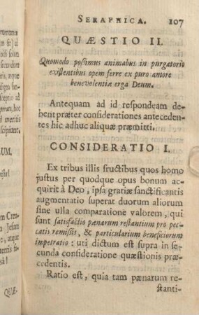 Quaestio II. Quomodo possimus animabus in purgatorio existentibus opem ferre ex puro amore benevolentiae erga Deum.