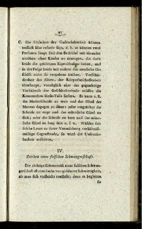 IV. Zeichen einer falschen Schwangerschaft.