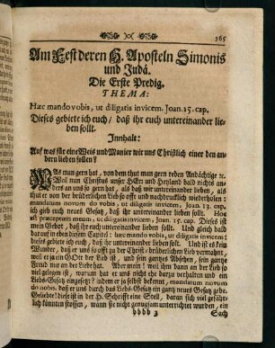 565-570, Am Fest deren H. Aposteln Simonis und Judä. Die Erste Predig