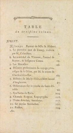 Table du troisième volume