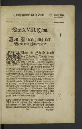 Der XVIII. Titul.