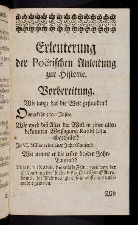 19-56, Vorbereitung. Das erste Capitel. Vom Volcke Gottes. Wie weit erstreckt sich die Historie vom Volcke Gottes?