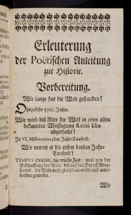 19-56, Vorbereitung. Das erste Capitel. Vom Volcke Gottes. Wie weit erstreckt sich die Historie vom Volcke Gottes?