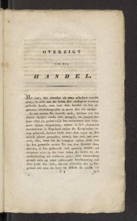 Overzigt van den Handel.