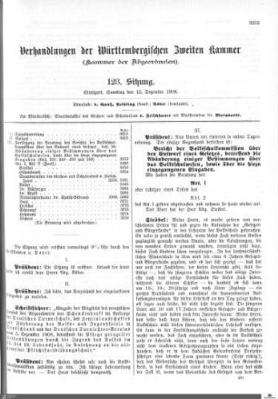 123. Sitzung, Stuttgart, 12.12.1908