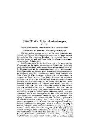 Chronik der Reformbestrebungen : III. IV.
