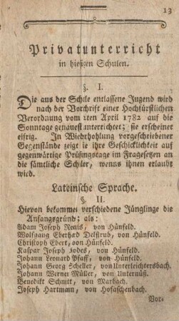 Privatunterricht in hiesigen Schulen.
