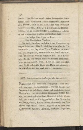XVI. Von den Veralteten Endungen der Nennwörter