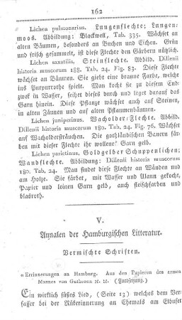 V. Annalen der Hamburgischen Litteratur.