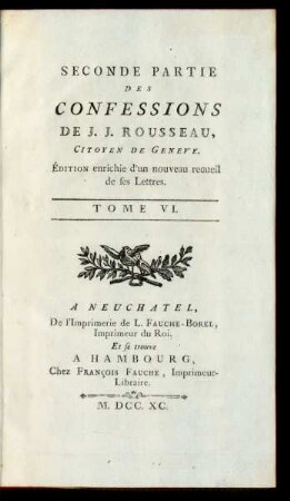 Tome VI. = Seconde Partie, [4]: ... Partie Des Confessions De J.J. Rousseau, Citoyen De Geneve