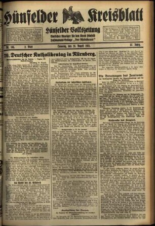 Zweite Ausgabe vom Samstag, den 29. August 1931.