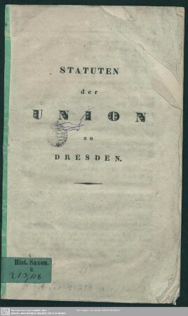 Statuten der Union zu Dresden