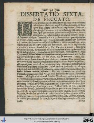 Dissertatio Sexta. De Peccato