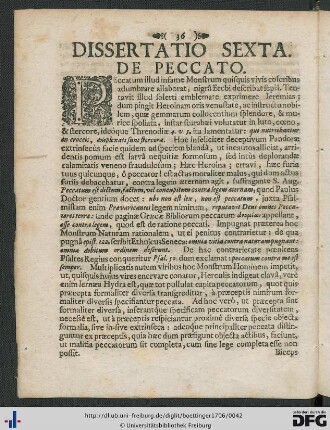Dissertatio Sexta. De Peccato
