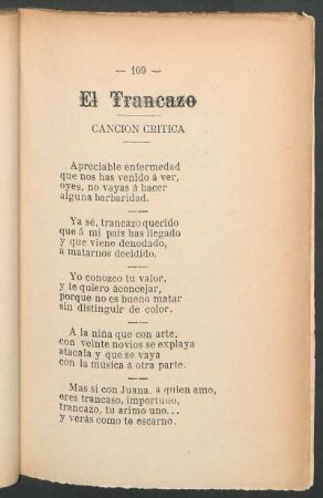El trancazo : Canción crítica