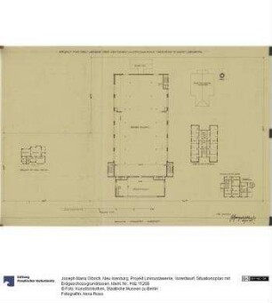 Neu Isenburg, Projekt Linkrustawerke, Vorentwurf, Situationsplan mit Erdgeschossgrundrissen