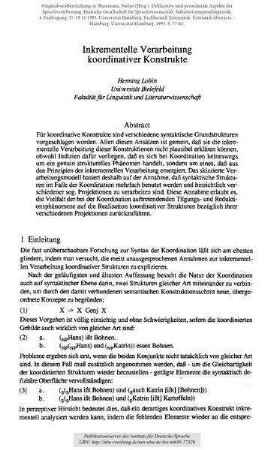 Inkrementelle Verarbeitung koordinativer Konstrukte