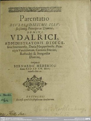 Parentatio Udalrici ducis Megapolensis