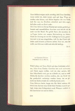 An Caroline Herder Wandsbeck, den 20. März 1784