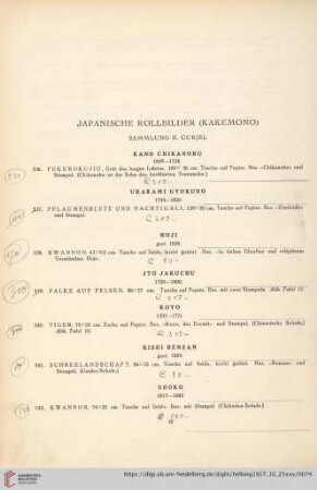 Japanische Rollenbilder (Kekemono) (Nr. 536-551)