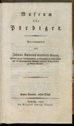 Ersten Bandes, erstes Stück.