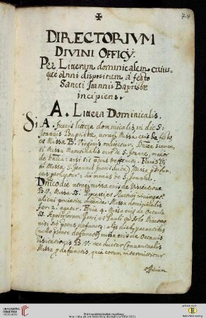 Directorium divini officy per litteram dominicalem