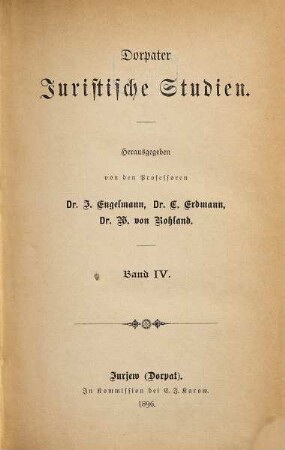 Dorpater juristische Studien. 4. 1896