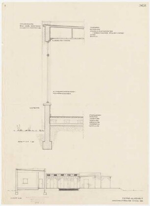Tennis-Klubhaus: Schnitte C-C, B-B, 1: 200