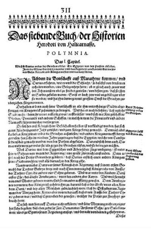 Das siebende Buch/ der Historien Herodoti von Halicarnasso. Polymnia.