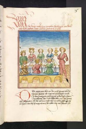 Der König von Irland wird am Tisch der Königstöchter von Pontus bewirtet
