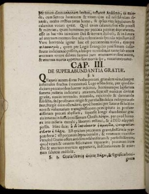 Cap. III. De Superabundantia Gratiae.
