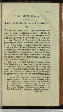 Eilfte Abtheilung. Nutzen und Nothwendigkeit der Sparkeller