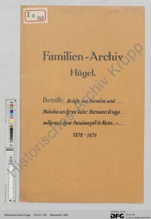 Schreiben auf französisch von Hermine und Malvine Krupp (Nyon) an ihren Vater Hermann Krupp