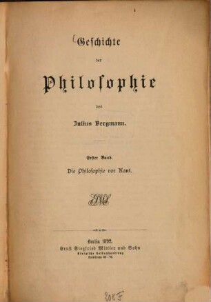 Geschichte der Philosophie. 1
