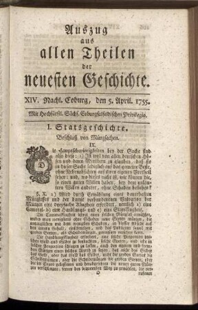 XIV. Nachl. Coburg, den 5. April. 1755.