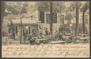 Ansichtskarte Gartenbereich "Café Heyne", Hasenheide