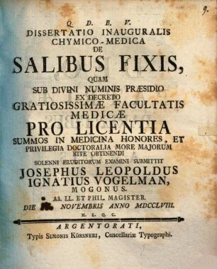 Diss. inaug. chym. med. de salibus fixis