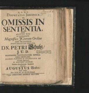 Disputatio Iuridica De Omissis In Sententia
