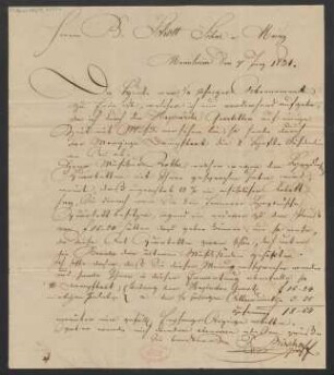 Brief an B. Schott's Söhne : 07.06.1831