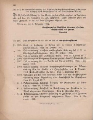 Nr. 258: Inhaltsverzeichnis aus Nr. 191 bis 195 des Reichs-Gesetzblattes