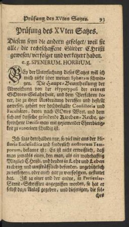 Prüfung des XVten Satzes