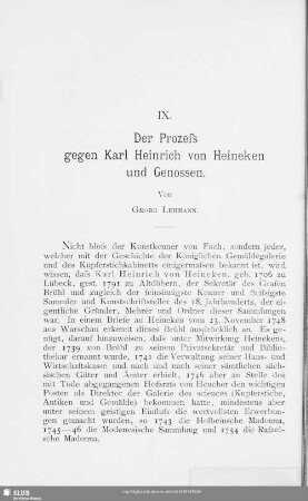 IX. Der Prozess gegen Karl Heinrich von Heineken und Genossen