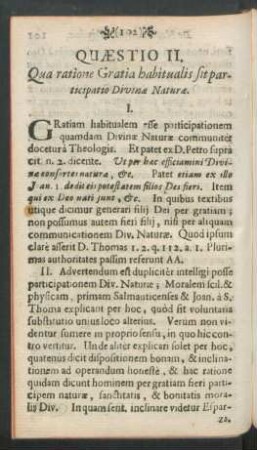 Quaestio II. Qua ratione Gratia habitualis sit participatio Divinae Naturae.